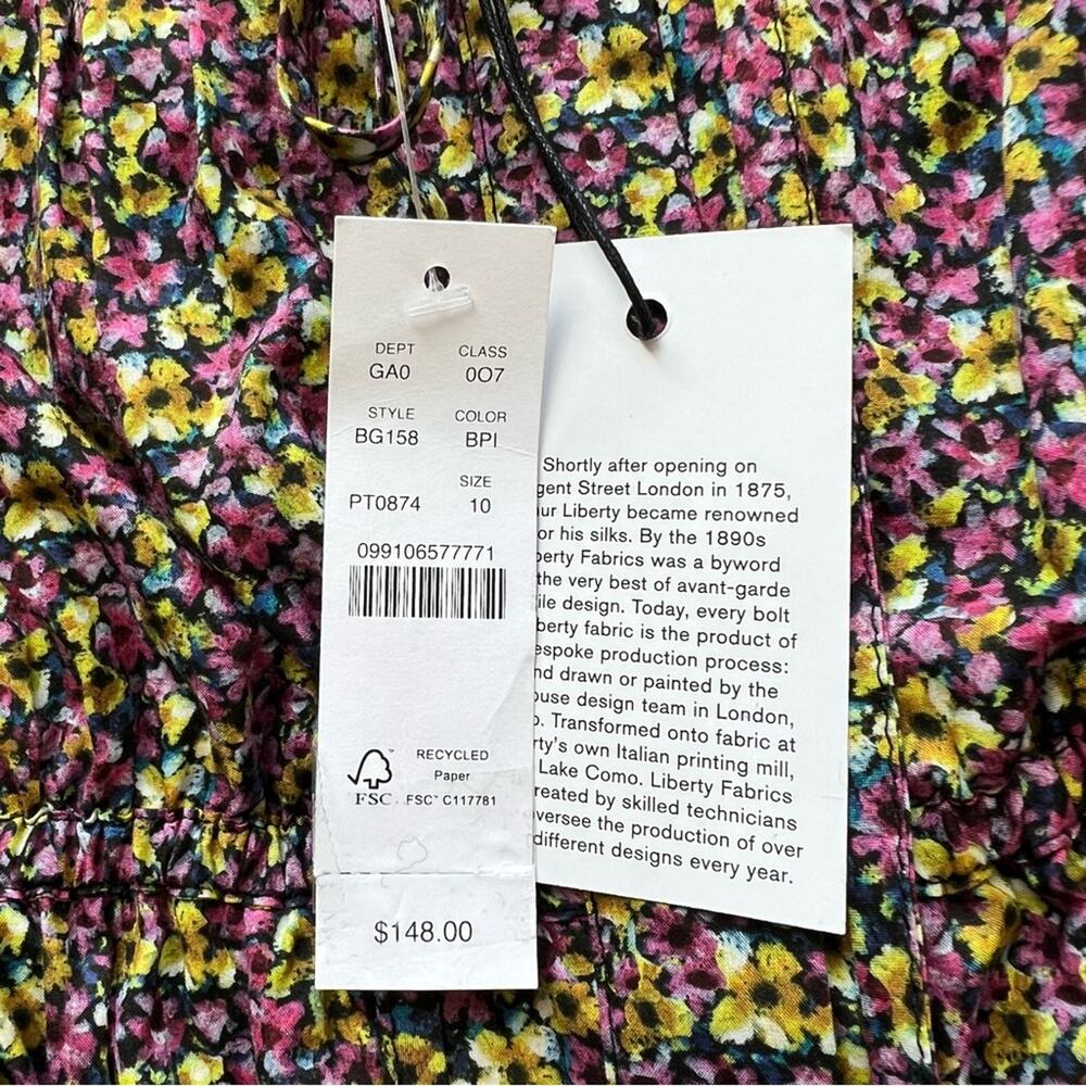 J. Crew Liberty Fabric Busy Izzy Print Cinched-Waist Long Balloon Sleeves Top 10 - Picture 9 of 10